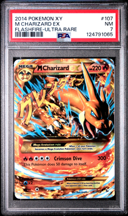2014 Pokemon XY Flashfire M Charizard EX #107 Ultra Rare PSA 7 NM - Image 1