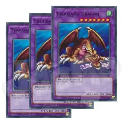 Yugioh -Thousand Dragon x 3 - 1st Edition NM - Plus Free Holographic Card - Image 1