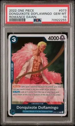 2022 One Piece Romance Dawn OP01-074 Donquixote Doflamingo Pre-Errata PSA 10 - Image 1