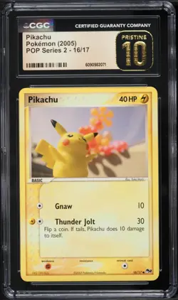 Pokemon Pikachu 16/17 Pop Series 2 Promo CGC Pristine 10 Pop 13 Yuka Morii Card - Image 1