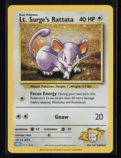Lt. Surge's Rattata Classic Collection Trading Card Game Classic 015/034 NM - Image 1