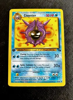 Cloyster Fossil 1st Edition 32/62 WOTC Vintage 1999 Pokemon Card - Image 1