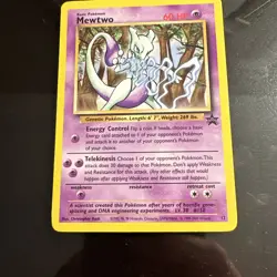 Mewtwo 12 Black Star Promo Rare Holo Pokemon Card WOTC Vintage LP - Image 3
