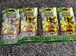 LOT OF FOUR (4) Pokemon XY-Fates Collide Sleeved Booster Packs. Factory Sealed! - Image 1