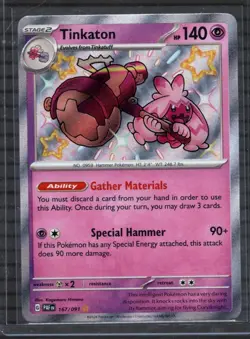 Pokemon TCG Paldean Fates Baby Shiny Holo Rare Tinkaton 167/091 NM 2024 - Image 1