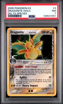 2005 POKEMON EX DELTA SPECIES #3 DRAGONITE-HOLO PSA 7 - Image 1