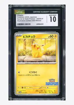 Pokemon CGC 10 GEM MINT Pikachu Promo 2025 242/SV-P Illustration Contest Japanes - Image 1