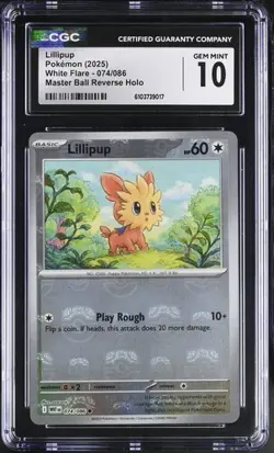 Lillipup *CGC 10* Master Ball Reverse Holo *White Flare* #74 *2025* Pokemon - Image 1