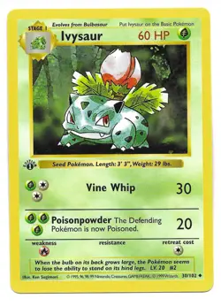Ivysaur 030/102 Base Set (Shadowless) Regular Pokemon 1st edition - Image 1