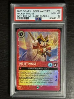 2025 DISNEY LORCANA EN P2-PROMO #18 MICKEY MOUSE - PIRATE CAPTAIN PSA 10 - Image 1