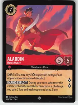 Aladdin - Heroic Outlaw Super Rare The First Chapter 104/204 Disney Lorcana - Image 1