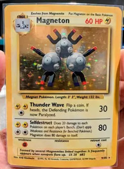 Pokemon Magneton Base Set Holo Unlimited Rare Card 9/102 - Image 1