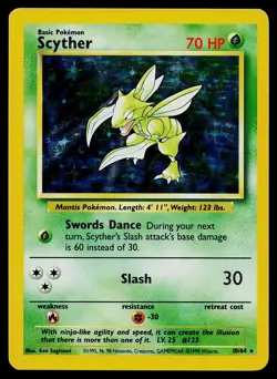 Pokemon Card Scyther 10/64 Jungle NO SET SYMBOL Misprint Error - Image 1