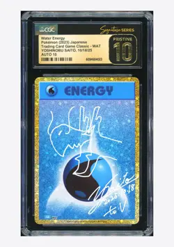 Pokemon CGC 10 PRISTINE AUTO 10 Water Energy Holo Yoshinobu Saito 2023 #WAT CLK - Image 1