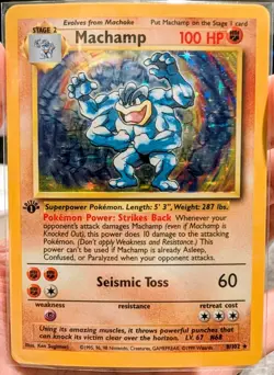 Pokemon TCG Machamp Holo Rare 1st Edition Base Set 8/102 WOTC MP - Image 1