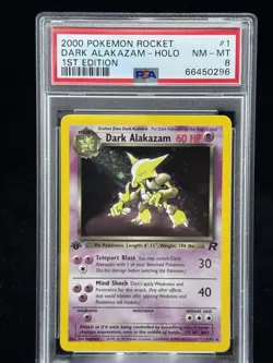 Dark Alakazam Holo #1 1st Edition Team Rocket 2000 Pokemon PSA 8 🥄 😈 - Image 1