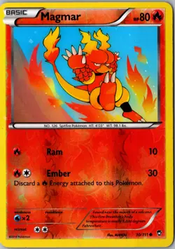 Magmar Reverse Holo 10/111 Common FFI XY - Furious Fists LP Pokemon Card - Image 1