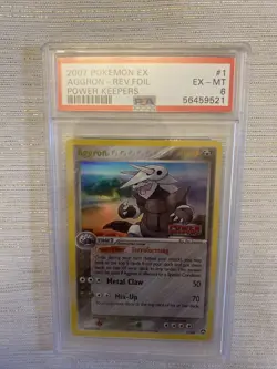 2007 Pokemon EX Power Keepers 1 Aggron-Reverse Foil PSA 6 - Image 1