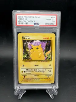 1999 POKEMON BASE SET UNLIMITED YELLOW CHEEKS #58 PIKACHU PSA 10 - Image 1