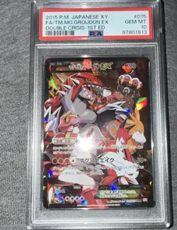 2015 POKEMON JPN XY DOUBLE CRISIS 1ST ED FULL ART/TEAM MAGMA'S GROUDON EX PSA 10 - Image 1