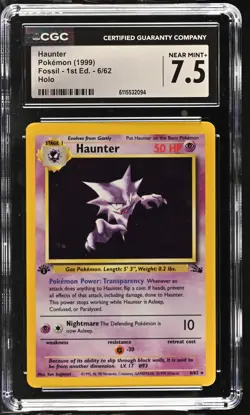 CGC 7.5 Haunter 1999 Fossil 1st Edition 6/62 Holo Pokemon Card - Image 1