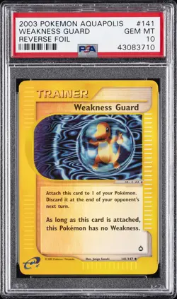 2003 POKEMON AQUAPOLIS #141 WEAKNESS GUARD-REVERSE FOIL PSA 10 - Image 1