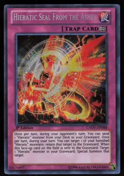 Hieratic Seal From the Ashes GAOV-EN088 Secret Rare 1st Edition Yu-Gi-Oh - Image 1