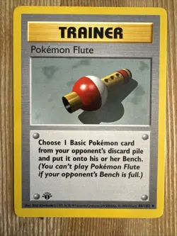 Pokemon Flute 86/102 1st Edition Base Set Shadowless Uncommon Pokemon NM/VLP - Image 1