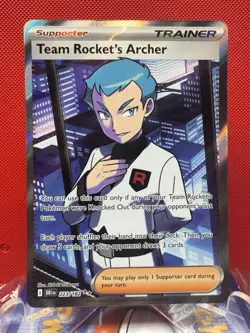 Team Rocket’s Archer 223/182 Pokemon TCG 2023 Ultra Rare Full‑Art Holo DRI NM - Image 1