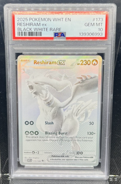 Pokemon 2025 Reshiram ex 173/086 Black White Rare White Flare PSA GEM MINT 10! - Image 1