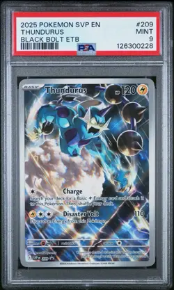 2025 POKEMON SVP BLACK BOLT ETB PROMO #209 THUNDURUS PSA 9 - Image 1