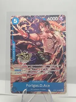 ONE PIECE TCG PORTGAS D. ACE RARE 3RD ANNIVERSARY PROMO ALT ART OP07-053 NM - Image 1