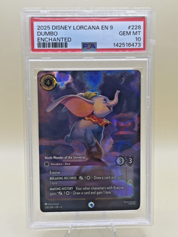 2025 DISNEY LORCANA EN 9-FABLED #228 DUMBO - NINTH WONDER OF THE UNIVERSE PSA 10 - Image 1
