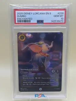 2025 DISNEY LORCANA EN 9-FABLED #228 DUMBO - NINTH WONDER OF THE UNIVERSE PSA 10 - Image 3