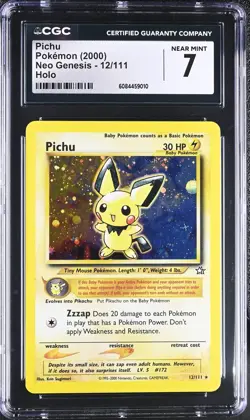 CGC 7 Near Mint Pichu 2000 Neo Genesis 12/111 Holo Pokemon Card - Image 1