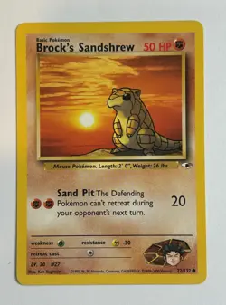 Brock’s Sandshrew 72/132 Gym Heroes (2000) WOTC Pokemon Card VG+ - Image 1