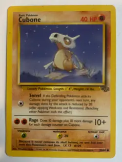 Cubone 50/64 Jungle Set Vintage WOTC 1999 Pokemon Card Non-Holo MP/VG - Image 1