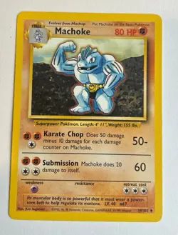 Machoke 34/102 Base Set Unlimited Non-Holo WOTC 1999 Pokemon Card - Image 1