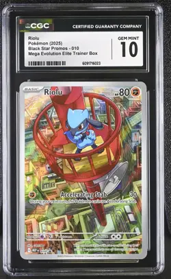 2025 POKEMON MEP EN-ME BLACK STAR PROMO #010 RIOLU CGC 10 - Image 1