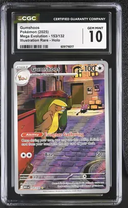 2025 Pokemon Mega Evolution English Gumshoos Illustration Rare #153 CGC 10 - Image 1