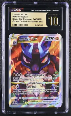 CGC PRISTINE 10 LUCARIO VSTAR SWSH291 CROWN ZENITH ETB POKEMON BLACK STAR PROMO - Image 1