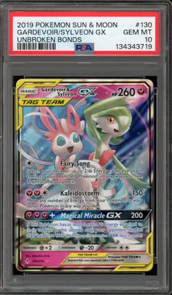 Pokemon Gardevoir & Sylveon GX Unbroken Bonds Holo Ultra Rare #130 PSA 10 - Image 1