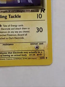 Dark Electrode 34/82 1st Edition Team Rocket 2000 Pokemon WOTC Vintage LP+ - Image 4