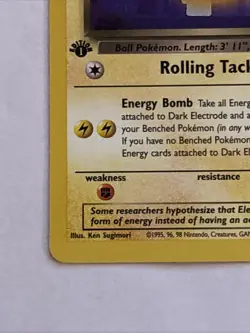 Dark Electrode 34/82 1st Edition Team Rocket 2000 Pokemon WOTC Vintage LP+ - Image 5