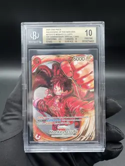 BECKETT 10 ONE PIECE Monkey.D.Luffy OP05-012 Oda Signature Stamp ST01-12 ENGLISH - Image 1