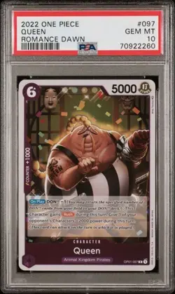 2022 One Piece Romance Dawn OP01-097 Queen - Pre-Errata - PSA 10 POP 10 - Image 1