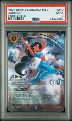 2025 DISNEY LORCANA EN 9-FABLED ENCHANTED #240 JASMINE - FEARLESS PRINCESS PSA 9 - Image 1