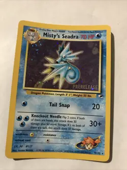 Misty's Seadra PRERELEASE Gym Heroes - Holo Rare 9/132 WOTC Card NM Pokemon TCG - Image 1