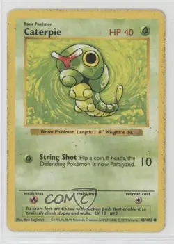 Caterpie Shadowless Pokemon Base Set #45 1999 - Image 1