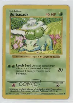 Bulbasaur Shadowless Pokemon Base Set #44 1999 - Image 1